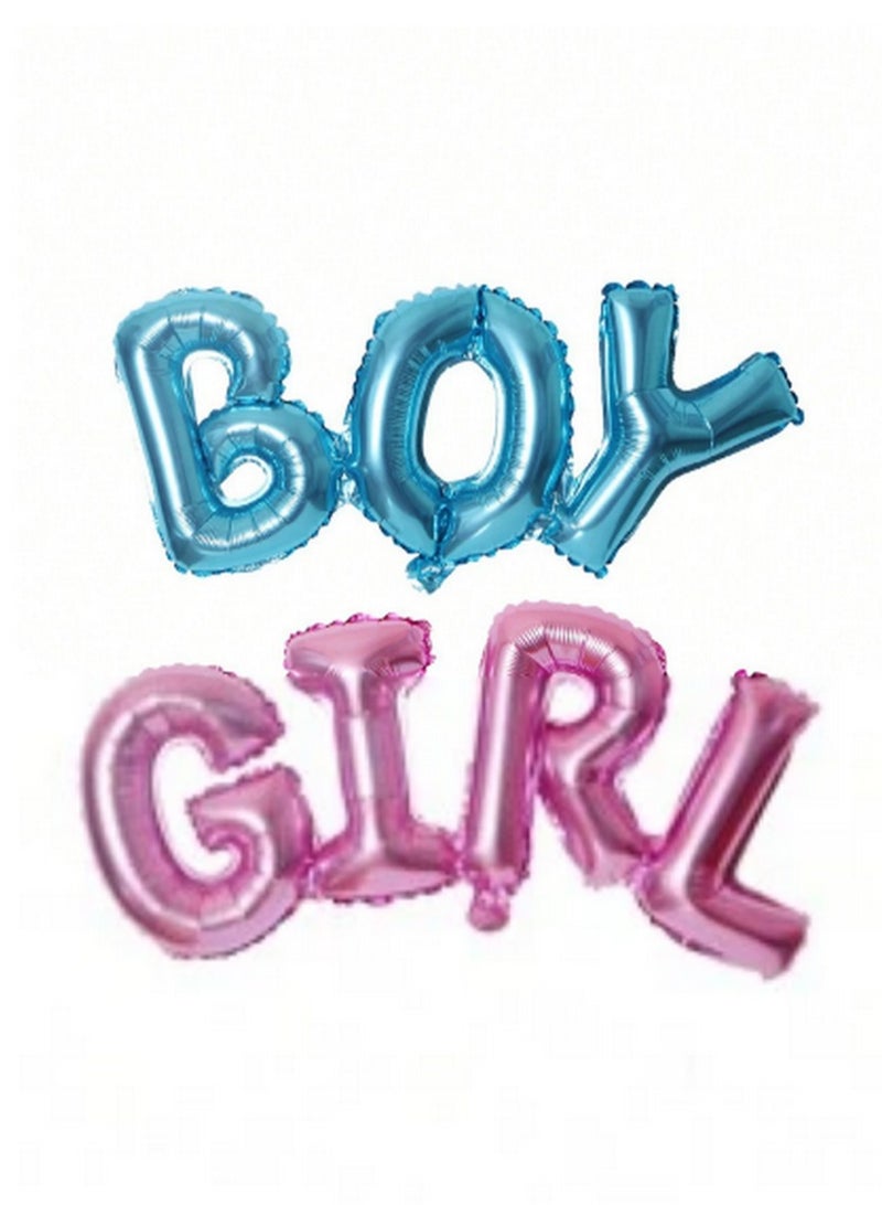 2-Piece Set of "BOY" and "GIRL" Balloon Letters - Perfect for Gender Reveal Parties - Image 1