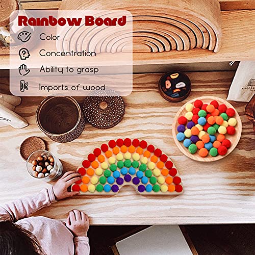 ibwaae Wooden Peg Board Beads Game Color Sorting Toys Counting Matching Game Bead Counting Fine Motor Skill Montessori Toys for Toddlers (Rainbow) - Image 5