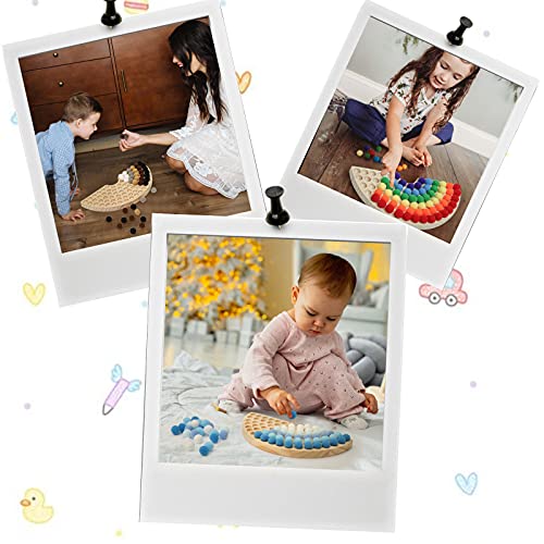ibwaae Wooden Peg Board Beads Game Color Sorting Toys Counting Matching Game Bead Counting Fine Motor Skill Montessori Toys for Toddlers (Rainbow) - Image 4