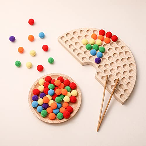 ibwaae Wooden Peg Board Beads Game Color Sorting Toys Counting Matching Game Bead Counting Fine Motor Skill Montessori Toys for Toddlers (Rainbow) - Image 1