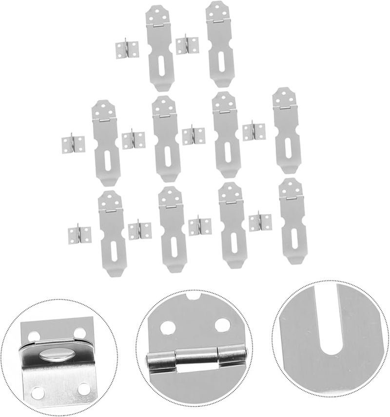 Stainless Steel Padlock Hasp Latch 10pcs Heavy Duty Anti Theft for Door Cabinet Window - Image 5