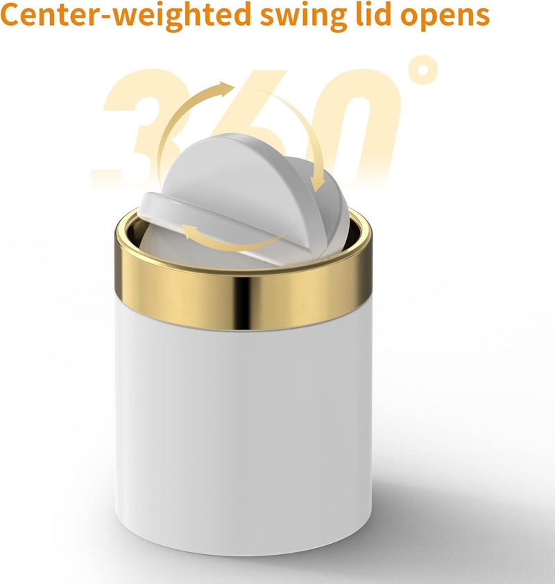 Mbillion Mini Trash Can with Lid, Desktop Small Trash Can Recycling Bin Cute Metal Garbage Can for Tabletop Countertop Use,Stainless Steel 0.4Gal/1.5L Waste Bin for Office Parlor Car Bedroom,Swing Lid Open - Image 2