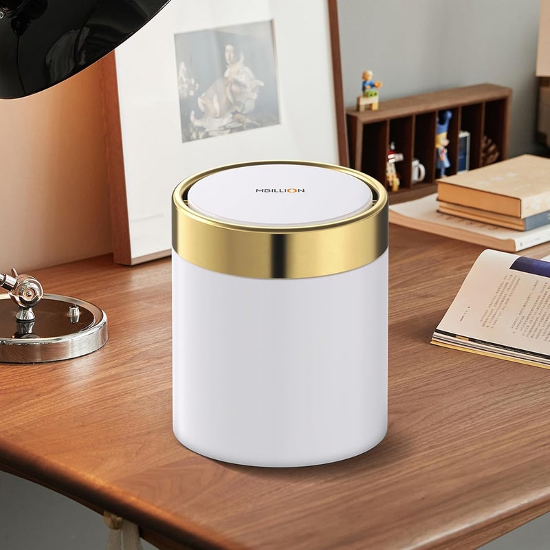 Mbillion Mini Trash Can with Lid, Desktop Small Trash Can Recycling Bin Cute Metal Garbage Can for Tabletop Countertop Use,Stainless Steel 0.4Gal/1.5L Waste Bin for Office Parlor Car Bedroom,Swing Lid Open - Image 5