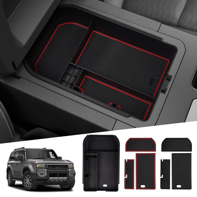 Autorder Center Console Organizer for 20242026 Toyota Land Cruiser 250 Prado J250 LC250 Accessories Armrest Storage Box Secondary Insert Tray with 2 Color MatsNot for Cool Box