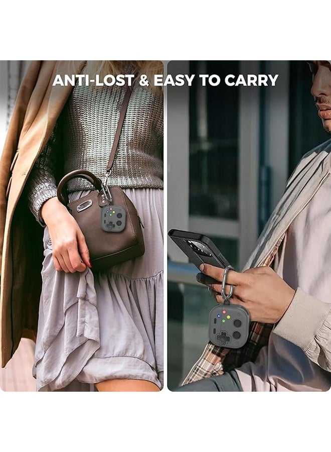 قضية سماعات الأذن شل مجهزة بقفل السلامة كليب لـ Airpods 4 ، تصميم وحدة تحكم اللعبة ثلاثية الأبعاد ، قضية مقاومة للصدمات الناعمة السيليكون القوية - الرمادي - Image 5