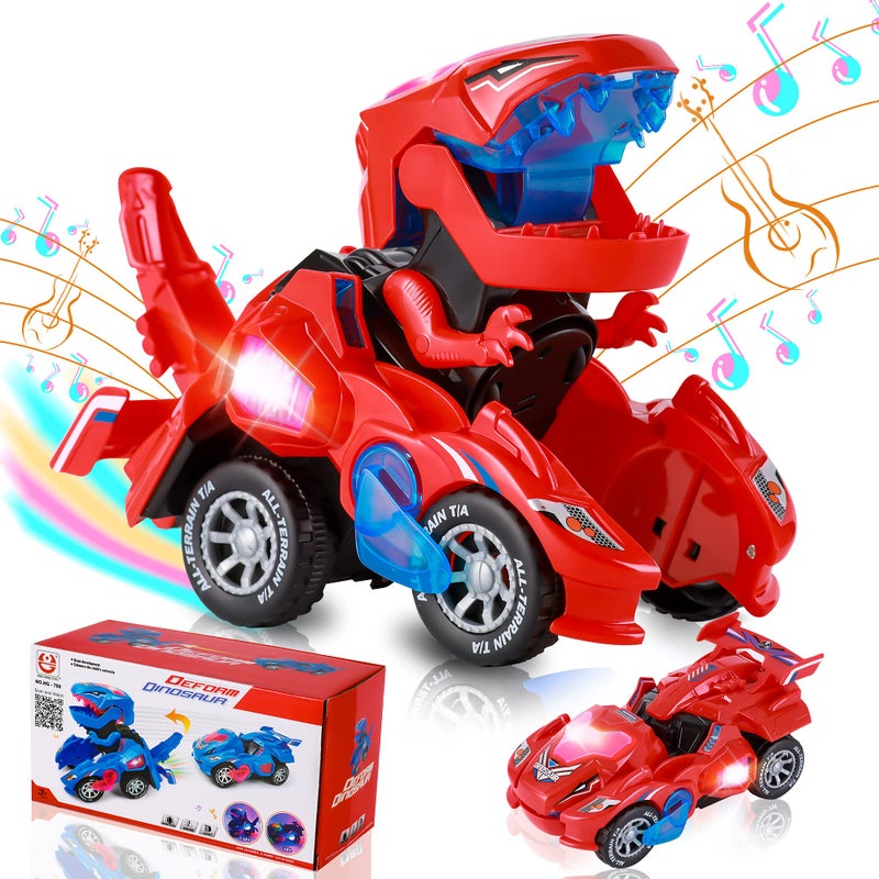 Hirger Transforming Dinosaur Car Toy for Kids Auto Transformer Monster Truck Toys with Light Sound for Toddler 1 2 3 4 5 Year Old Birthday Gifts for Boy - Image 2