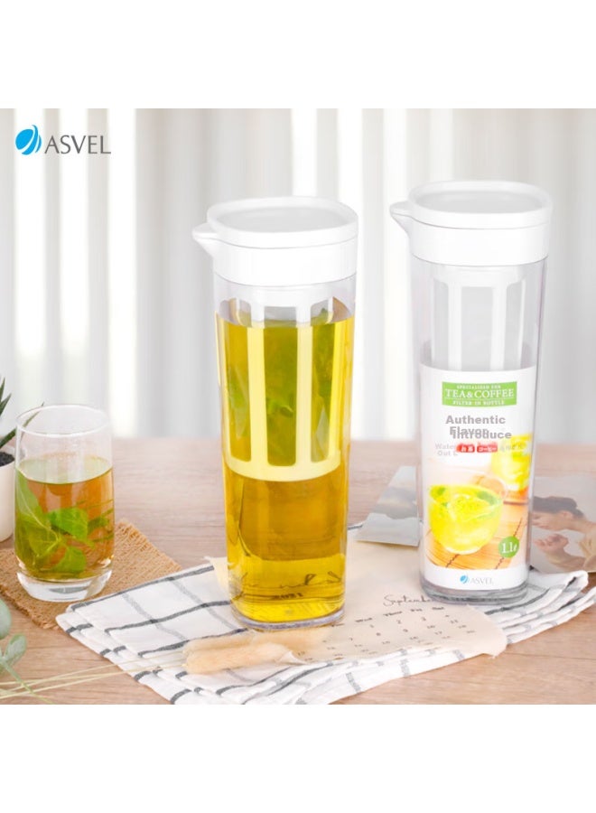 Asvel Plastic Cold Water Pitcher, Cold Brew Coffee Pot, Tea Infuser, Refrigerator Juice Jug, Portable Water Cup, Heat-resistant, 1.1l - Image 2