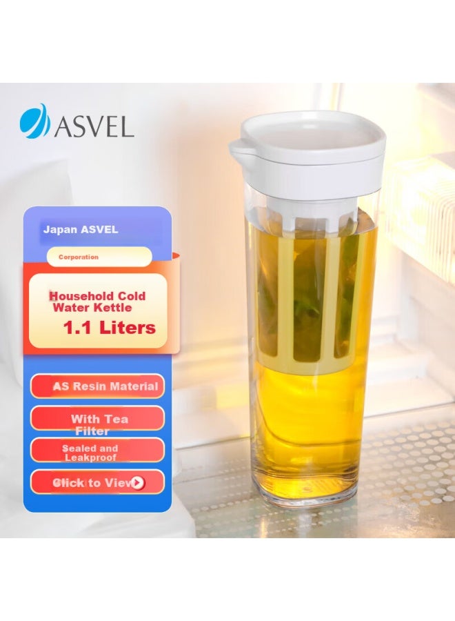 Asvel Plastic Cold Water Pitcher, Cold Brew Coffee Pot, Tea Infuser, Refrigerator Juice Jug, Portable Water Cup, Heat-resistant, 1.1l - Image 5