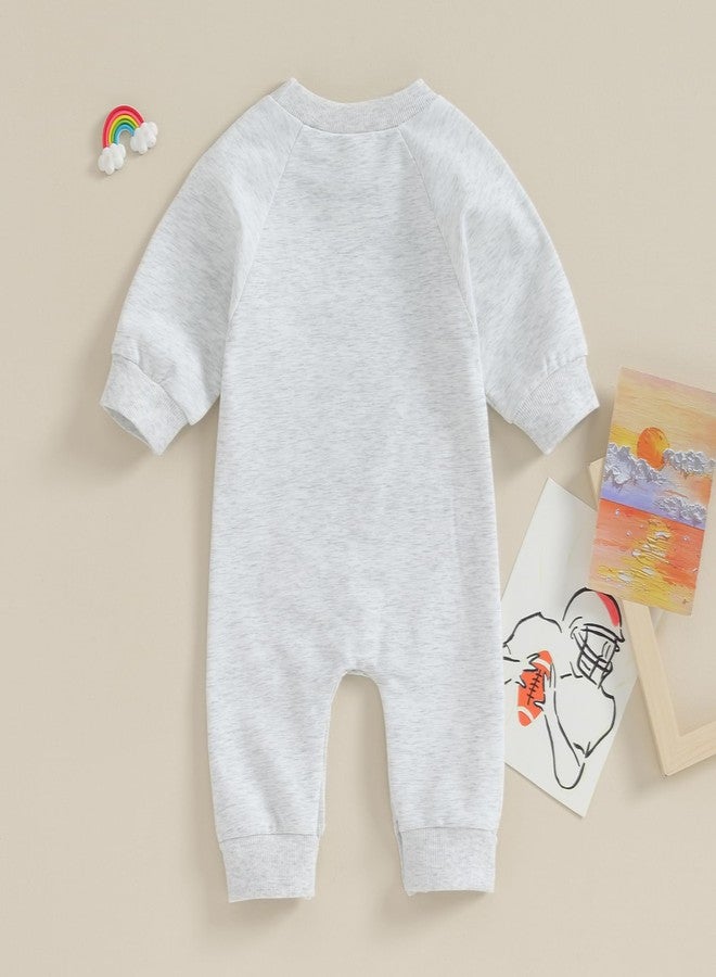 Lenjindjer Infant Baby Boys Girls Football Jumpsuit On Sundays We Watch Footabll With Daddy Long Sleeve Romper Fall Plasuit (Sunday Mommy, 6-12 Months) - Image 3
