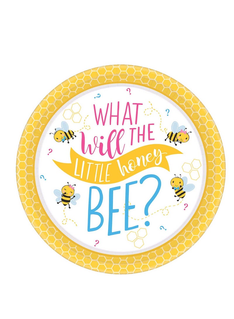 Amscan ما سيكون؟ لوازم الحفلات من أدوات المائدة الفاخرة تشمل الأطباق، الأكواب، المناديل، أدوات المائدة، غطاء الطاولة واللافتة لـ 8 ضيوف - Image 2