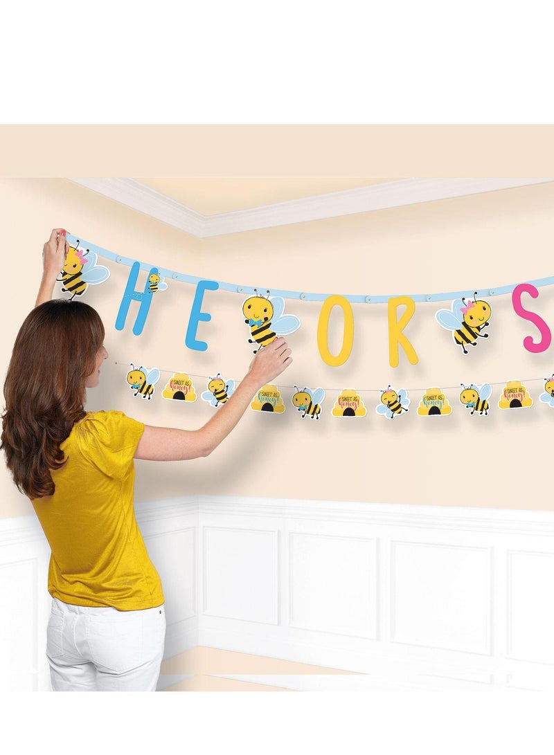 Amscan ما سيكون؟ لوازم الحفلات من أدوات المائدة الفاخرة تشمل الأطباق، الأكواب، المناديل، أدوات المائدة، غطاء الطاولة واللافتة لـ 8 ضيوف - Image 5