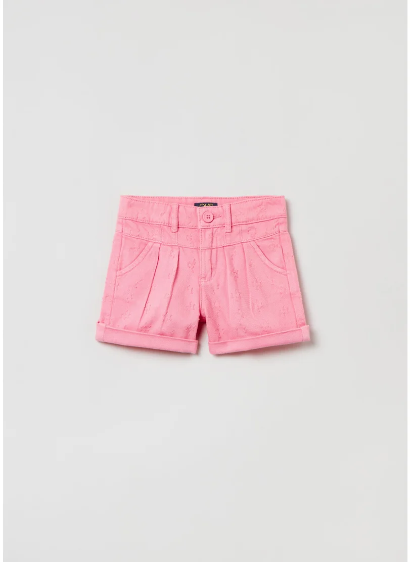 او في اس Distressed Cotton Shorts