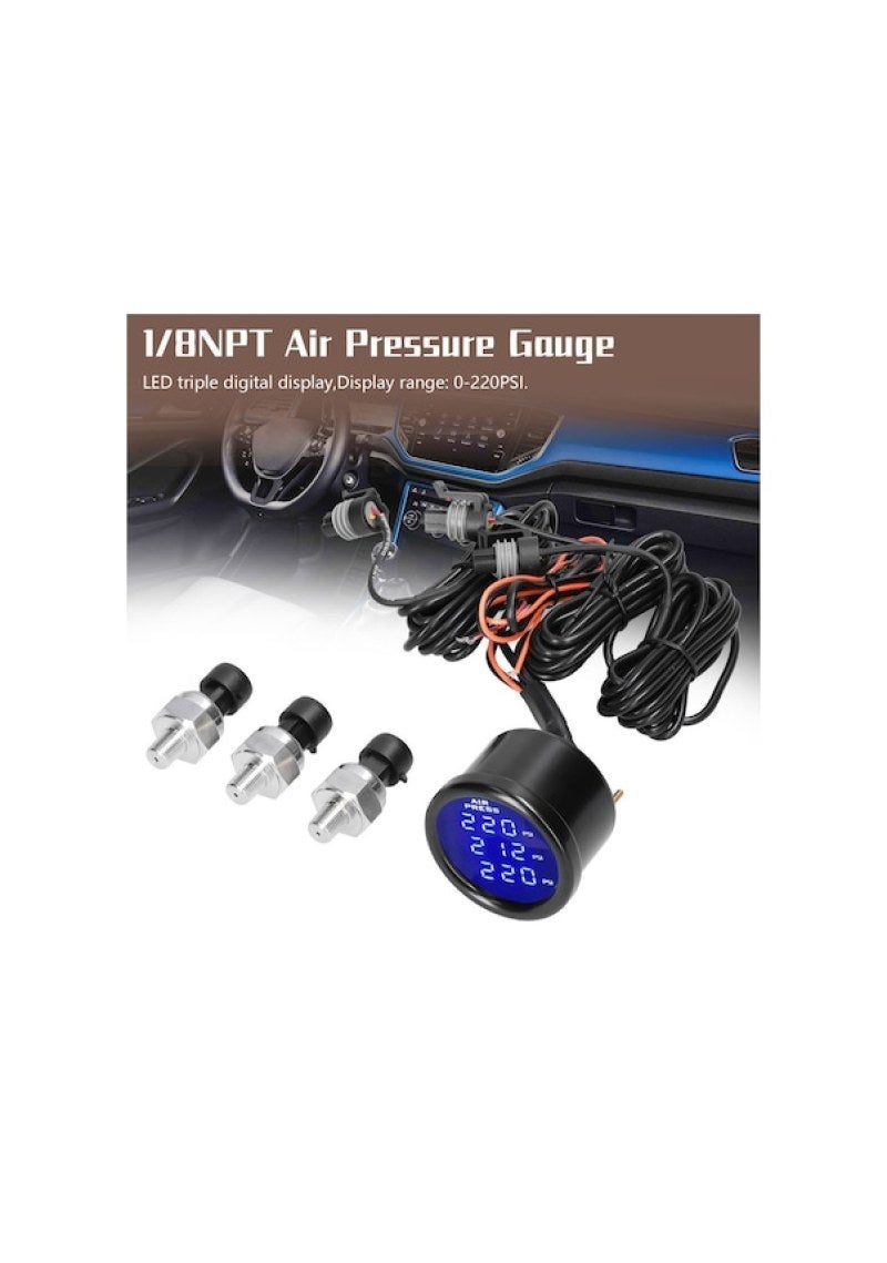 مجموعة شاشة العرض الرقمية ثلاثية الشاشات: NPT1/8 معدلة، سوداء - للسيارات والشاحنات والمركبات الهندسية - Image 2