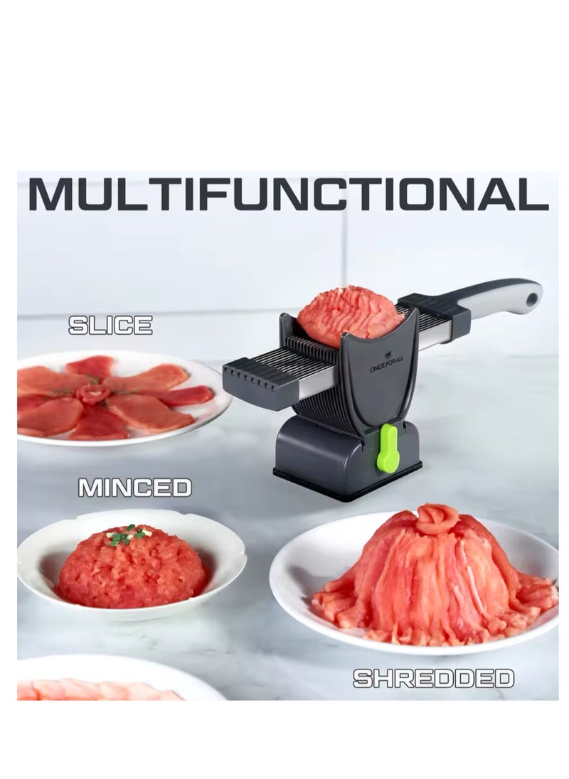 BLUE CORAL Manual Stainless Steel Fresh Meat Cutter Chopper for Meat Slicing Strips Dices for Home Kitchen (Black)  - Image 2