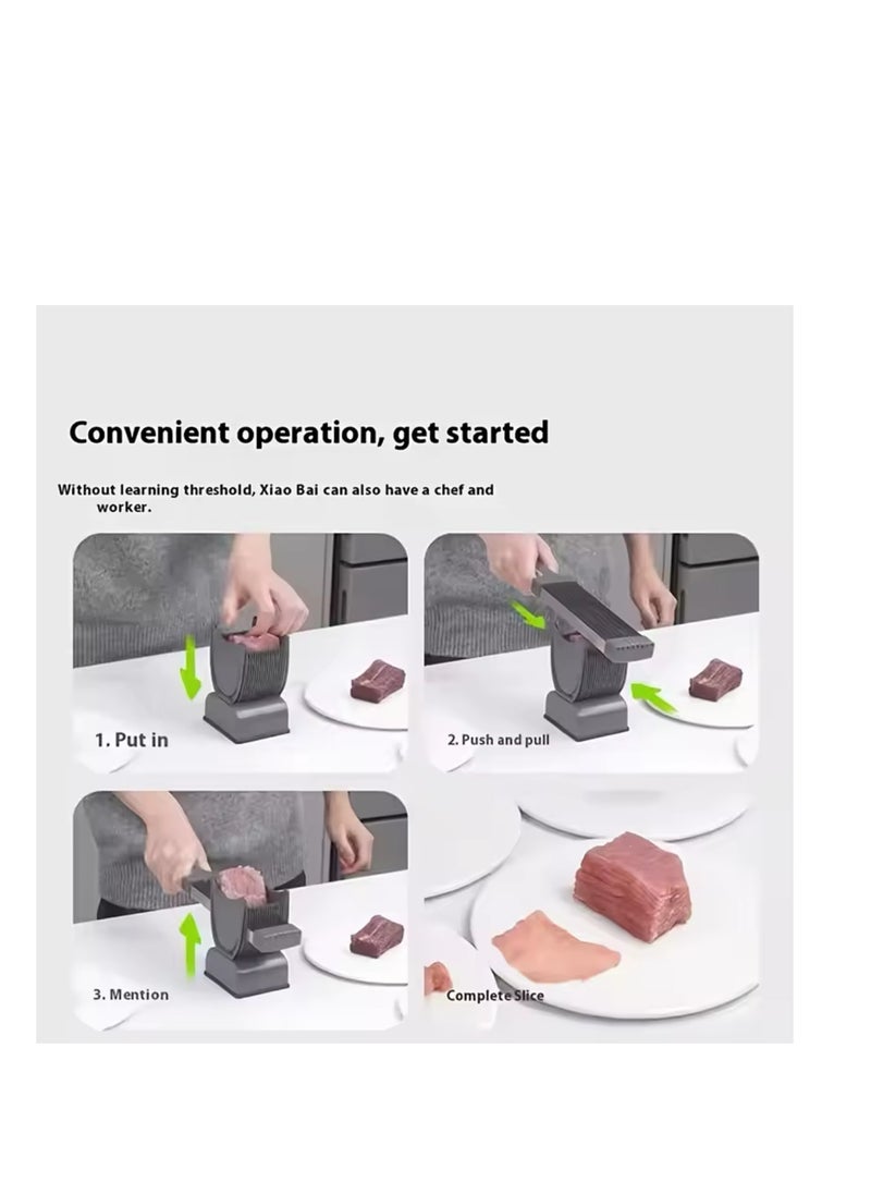 Manual Stainless Steel Fresh Meat Cutter Chopper for Meat Slicing Strips Dices for Home Kitchen (Black)