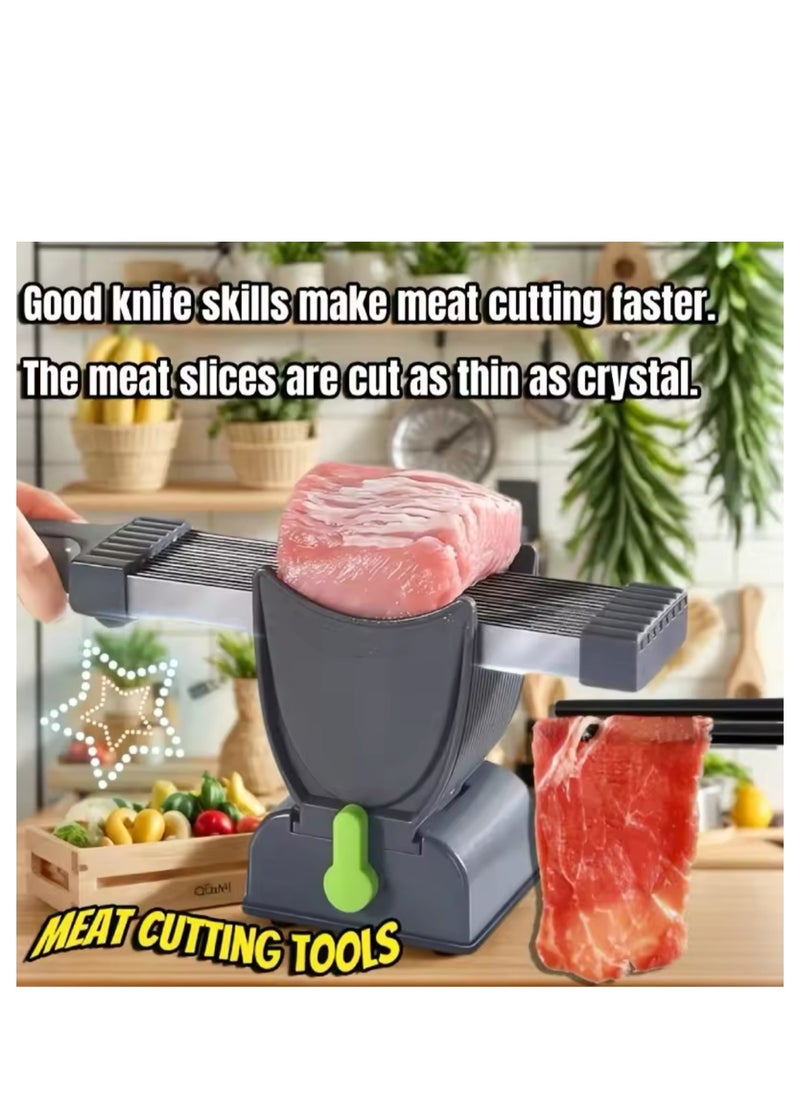Manual Stainless Steel Fresh Meat Cutter Chopper for Meat Slicing Strips Dices for Home Kitchen (Black)