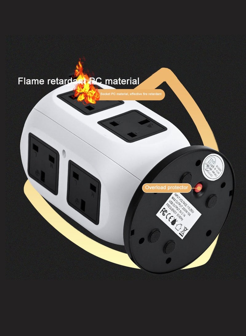 OULIYO Vertical Socket Power Strip, Universal Socket, 8 Sockets, 4 USB Fast Charging Ports, 2500w, 3-Meter Heavy-Duty Extension Cord, British Plug - Image 5