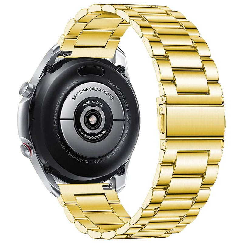 DEALELE Bands Compatible with Samsung Galaxy Watch 46mm / Galaxy 3 45mm, 22mm Stainless Steel Metal Replacement Strap for Huawei Wacth GT5 / GT5 Pro / 4/4 Pro / GT4 / 3/3 Pro / GT3 46mm (Gold) - Image 2