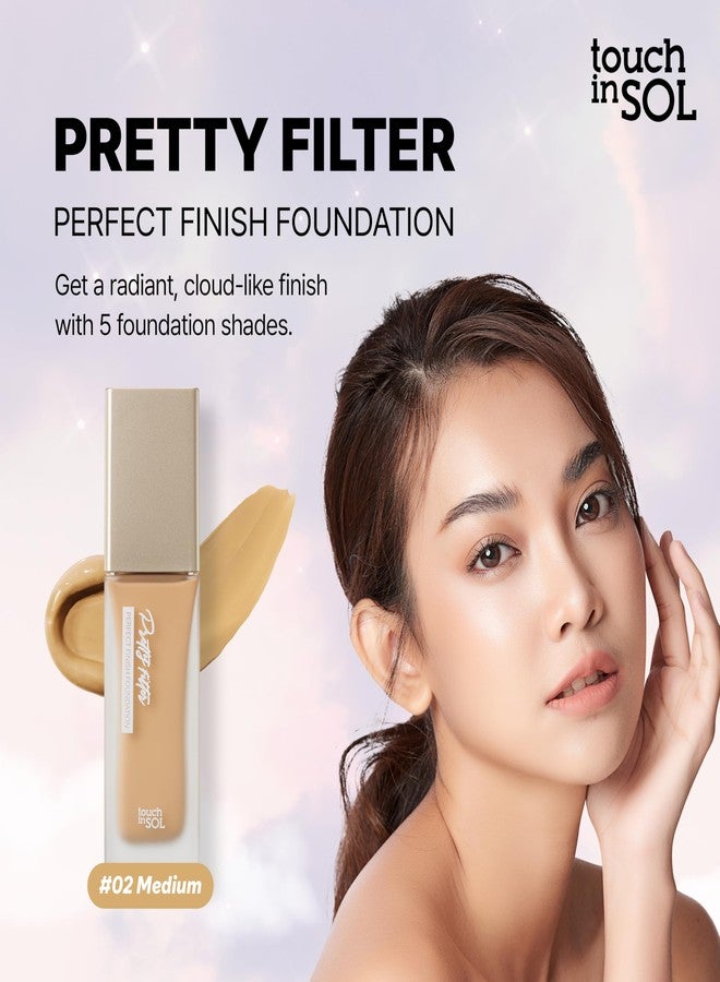 TOUCH IN SOL Pretty Filter Perfect Finish Foundation for Flawless, Natural Look - Lightweight and Full-Coverage Matte Base for All Skin Types, 1.18 fl.oz. (#2 Medium) - Image 2