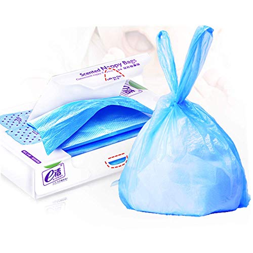 Beetoo Baby Disposable Diaper Sacks Bags Dispenser Power Scented Nappy Disposal Bags Easy-Tie for Travel (Blue,90-Count) - Image 1
