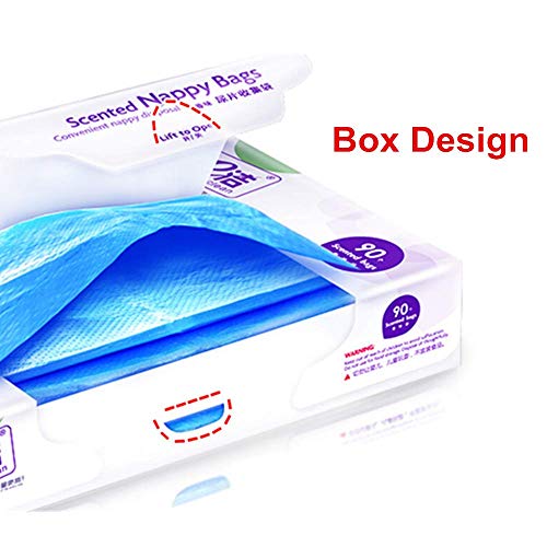 Beetoo Baby Disposable Diaper Sacks Bags Dispenser Power Scented Nappy Disposal Bags Easy-Tie for Travel (Blue,90-Count) - Image 3