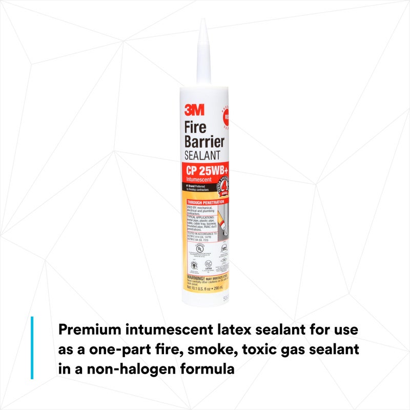 3M Fire Barrier Sealant CP 25WB+, Red Color, One-Component, Gun-Grade, Latex-Based, Intumescent Material, 10.1 fl oz Cartridge - Image 5