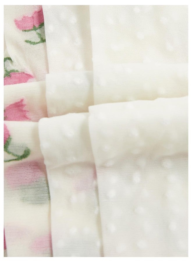 Verdusa Women's 2 Pairs Ruffle Socks Sheer Mesh Socks Thin Transparent Ankle Socks Beige and Pink One-Size - Image 3