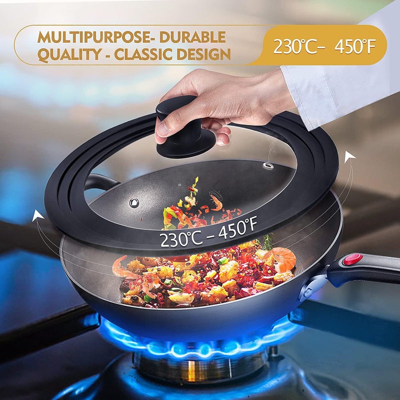 Ydeapi Universal Lid for Pots, Pans and Skillets, Pot Lid With Heat Resistant Silicone Rim and Tempered Glass,Fits 6.5", 7", 8" Diameter Pots and Pans - Image 5
