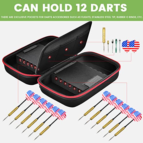 ALKOO Dart Case Holder Bag for 12 pcs Steel and Soft Tip Darts Set, Storage Organizer Holds 12 Darts and Tips, Shafts and Flights Accessories (Cases Only) (Red, Holds 12 darts) - Image 2