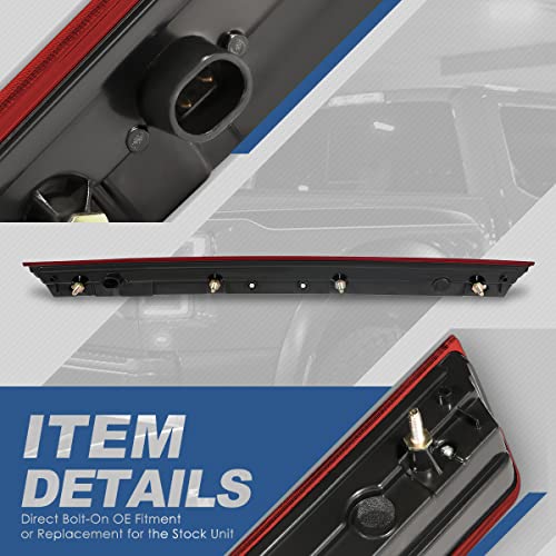Auto Dynasty Full LED 3rd Third Brake Tail Light Rear Stop Lamp Compatible with 2015-2020 Chevy Suburban Tahoe, High Mount, Chrome Housing Red Lens - Image 3