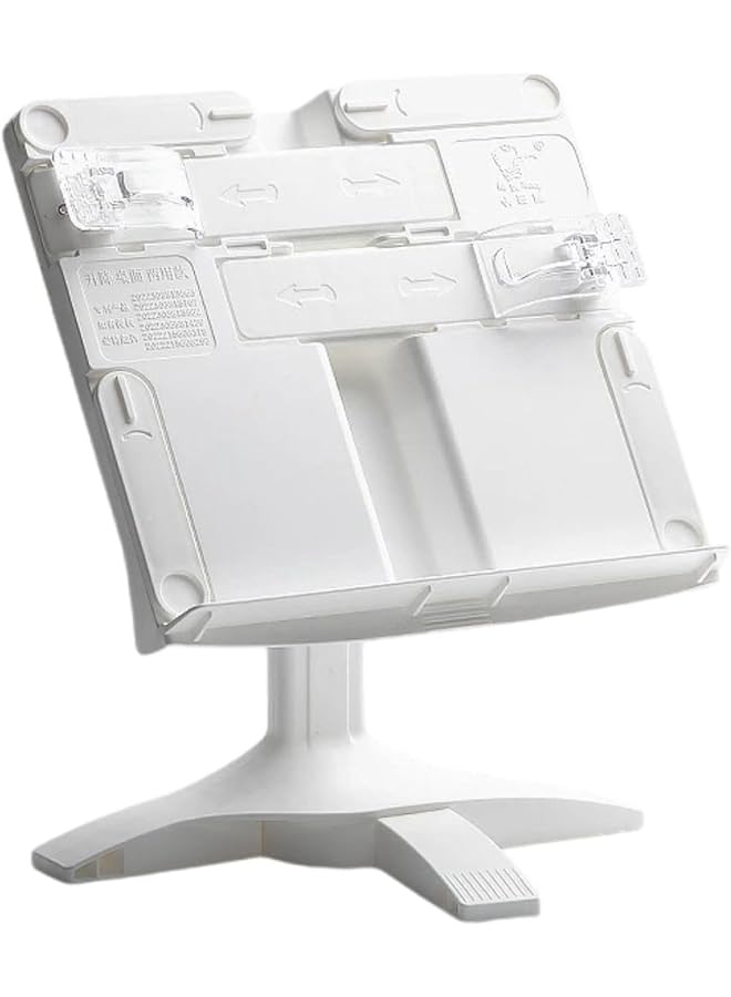 إيروريكس حامل كتب متعدد الارتفاعات قابل للتعديل حامل كتب الطبخ حامل كمبيوتر محمول من الأكريليك مع مشبك صفحة للقراءة على المكتب بدون استخدام اليدين - Image 1