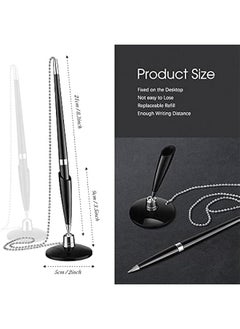 Arabest 6 Pieces Secure Pen with Chain Security Pen Holder Counter with Adhesive Chain and Base Black Ink for Reception Office Bank Work Hotel School Lobbies Retail Stores Home Supplies  - Image 2