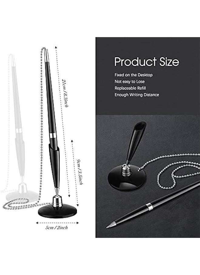 Arabest 6 Pieces Secure Pen with Chain Security Pen Holder Counter with Adhesive Chain and Base Black Ink for Reception Office Bank Work Hotel School Lobbies Retail Stores Home Supplies  - Image 2