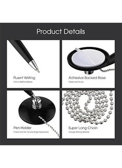 Arabest 6 Pieces Secure Pen with Chain Security Pen Holder Counter with Adhesive Chain and Base Black Ink for Reception Office Bank Work Hotel School Lobbies Retail Stores Home Supplies  - Image 3