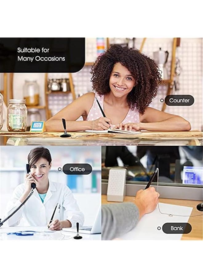 Arabest 6 Pieces Secure Pen with Chain Security Pen Holder Counter with Adhesive Chain and Base Black Ink for Reception Office Bank Work Hotel School Lobbies Retail Stores Home Supplies  - Image 4