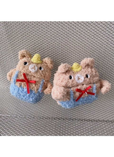 Airpods 4 Headphone Protective Case Cartoon Plush Doll For Apple1/2/3 Gen Pro Wireless Bluetooth Soft-Color:Plush Soft Shell-bow Bear-Model:Airpods 4 (protective Case)