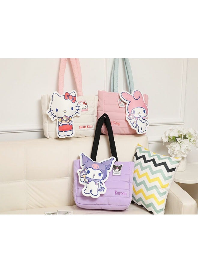 General Sanrio Kuromi Backpack Cute Doll Down Large Capacity Tote Bag Shoulder Bag Tote Bag (34×12×26cm)  - Image 3