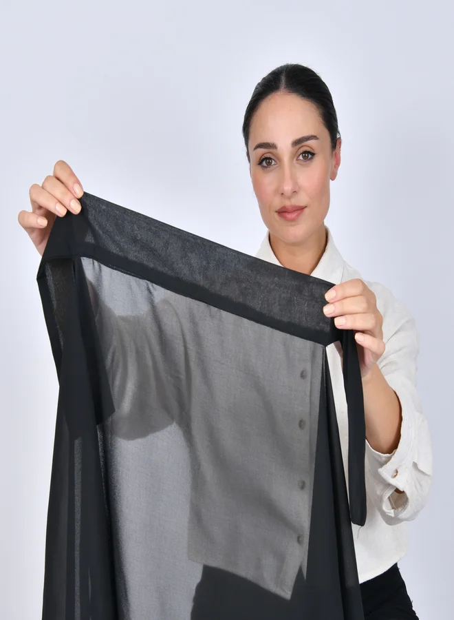 HAWRAA ABAYA Plain black chiffon veil with tie closure