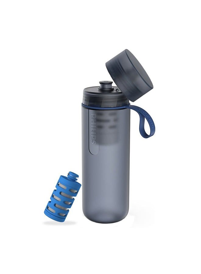 Philips Water GoZero Active BPA-Free Water Bottle with Fitness Tap Water Filter, Sport Squeeze Water Bottle, Lightweight, Blue, 20 oz with Fitness Filter, Blue  - Image 1