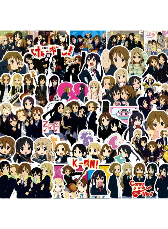 NIBEMINENT 75 Pcs Cartoon K-ON! Deco Kit Waterproof Stickers, High Definition Printing Bright Colors, Suitable for Laptop Skateboard Luggage Water Bottle Guitar DIY - Image 1
