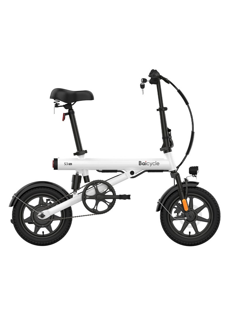 Baicycle - Electric Bike S3 Pro,14 Inch Folding Ebike,Power Assisted Bike,With 36V 7.8Ah Battery,Max 25Km/H,400W Brushless Motor,Electric Bicycle For Leisure & Commuting White - Image 1