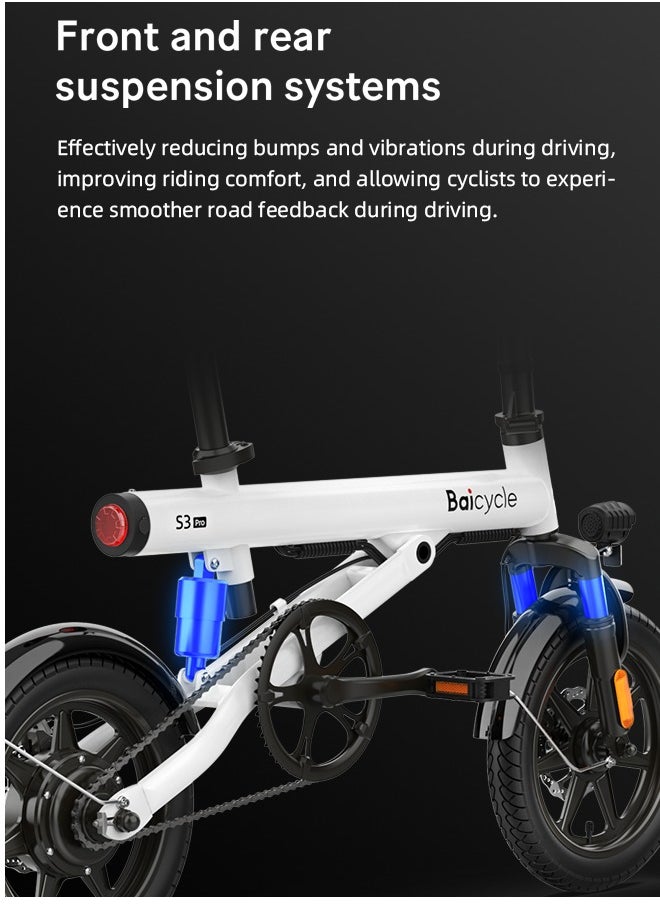 Baicycle - Electric Bike S3 Pro,14 Inch Folding Ebike,Power Assisted Bike,With 36V 7.8Ah Battery,Max 25Km/H,400W Brushless Motor,Electric Bicycle For Leisure & Commuting White - Image 1