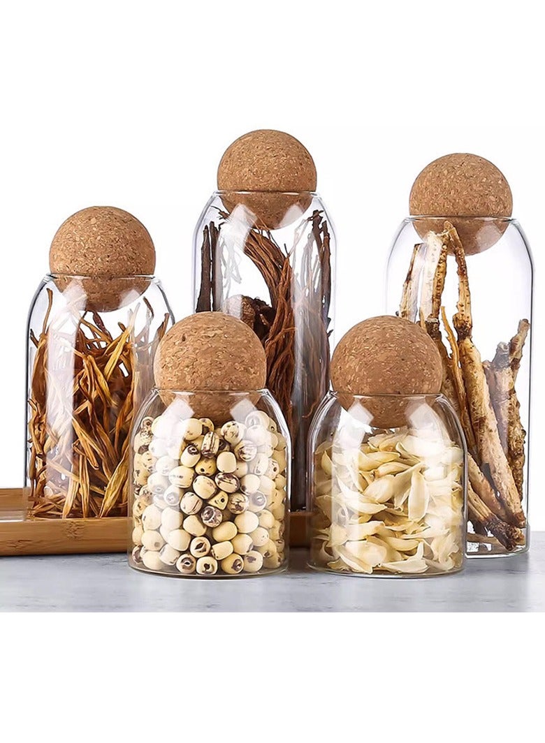 أوزيغالور 3 قطعة قنينة كورك مظلمة وعلبة زجاجية مغلقة وجرة مخبز وحبة تخزين محتويات مع قبعة كورك كرة - Image 2