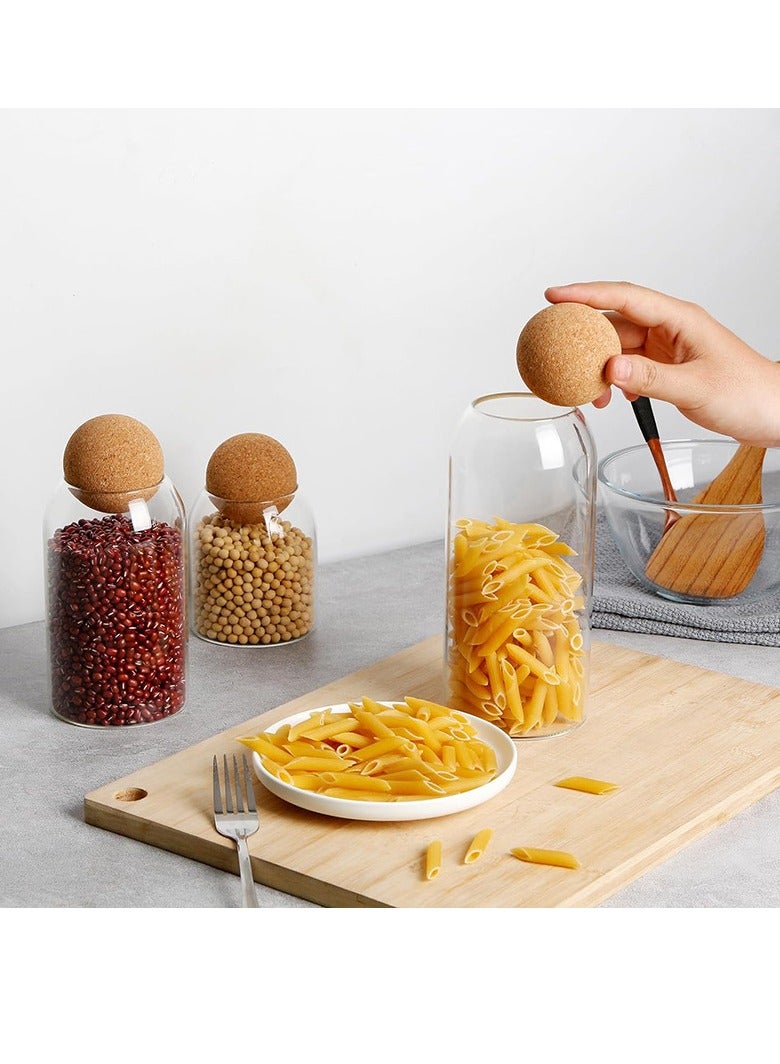 أوزيغالور 3 قطعة قنينة كورك مظلمة وعلبة زجاجية مغلقة وجرة مخبز وحبة تخزين محتويات مع قبعة كورك كرة - Image 4