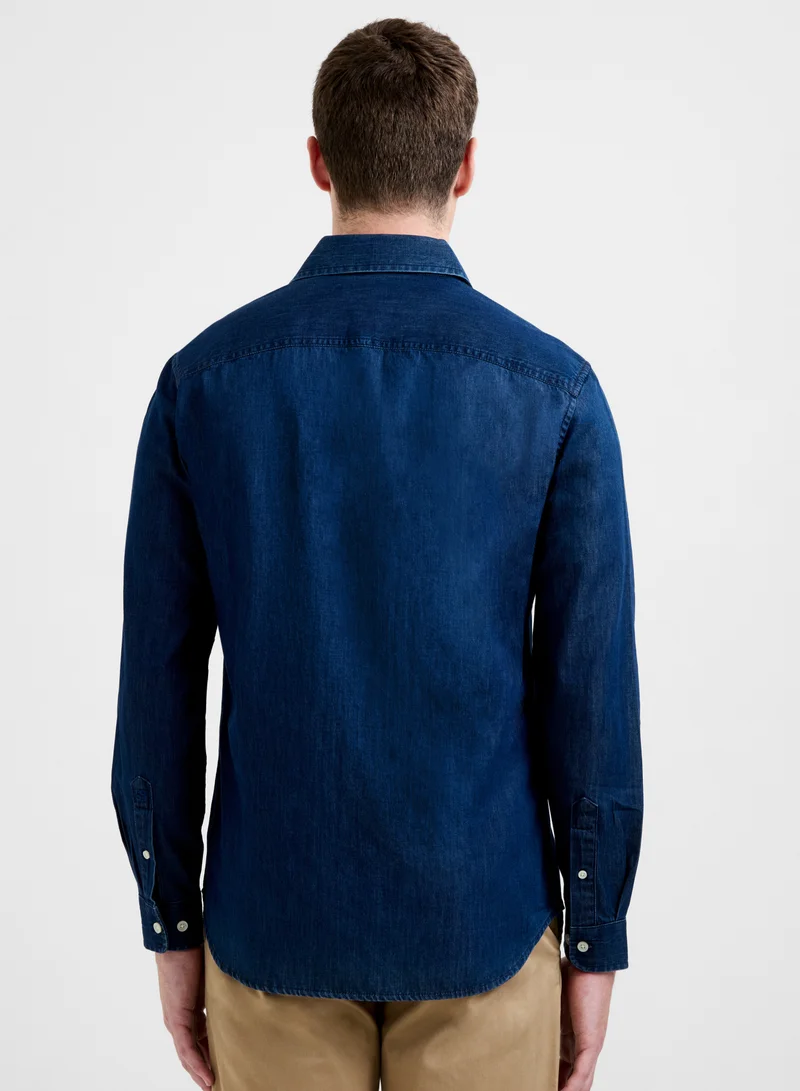 فرنش كونكشن Smart Navy Denim Shirt