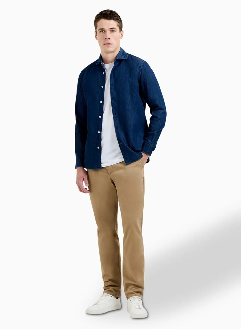 فرنش كونكشن قميص جينز كحلي ذكي