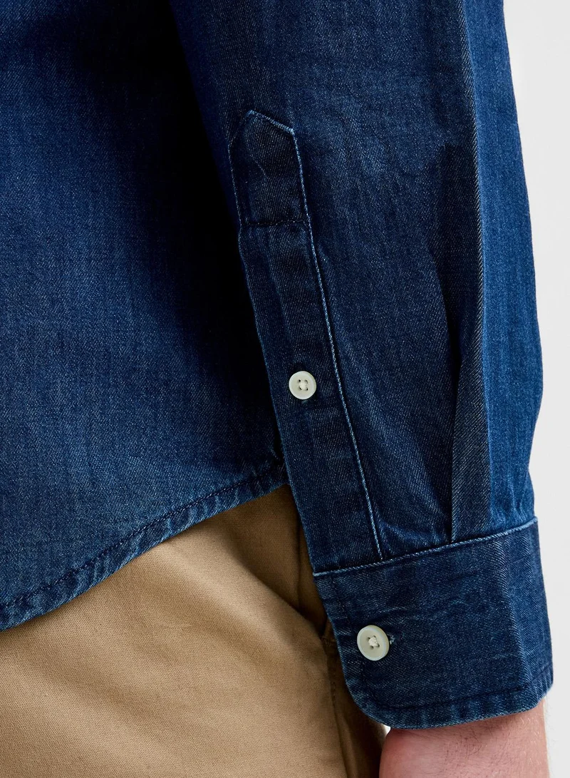 French Connection Navy Smart Denim Shirt for Men | Best Price UAE