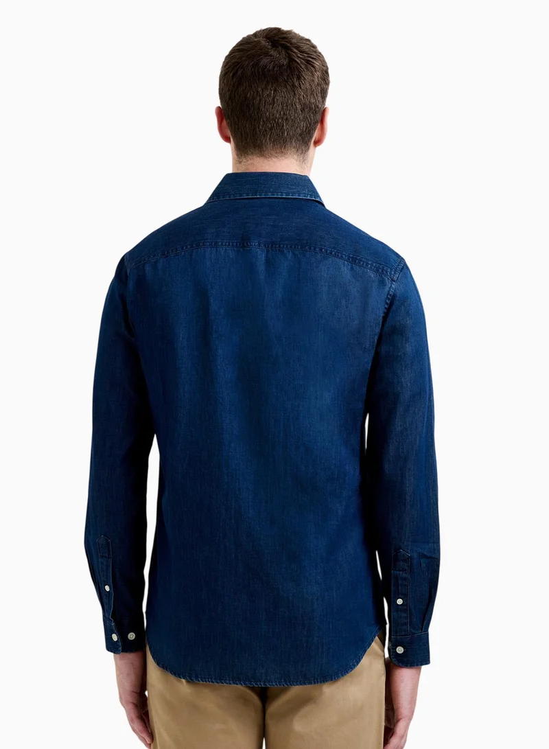 French Connection Navy Smart Denim Shirt for Men | Best Price UAE
