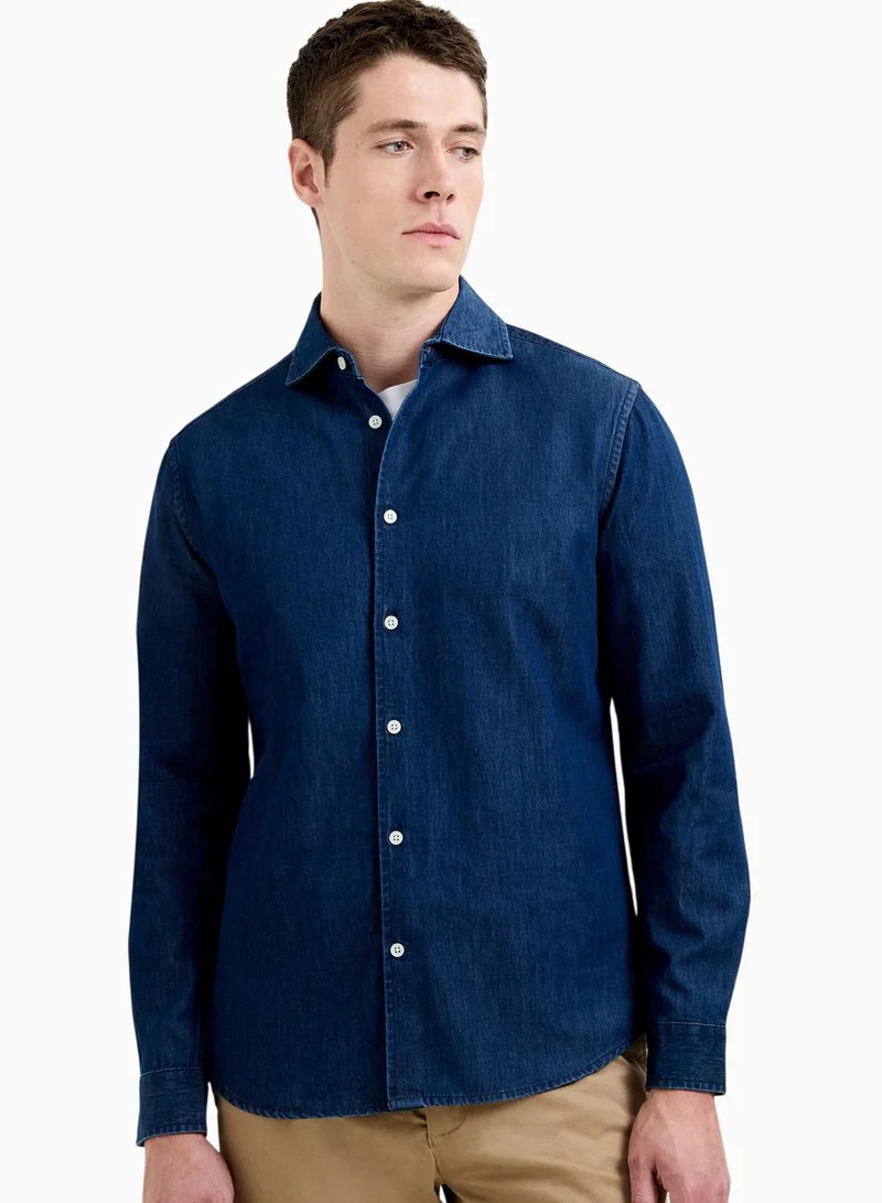 فرنش كونكشن قميص جينز كحلي ذكي