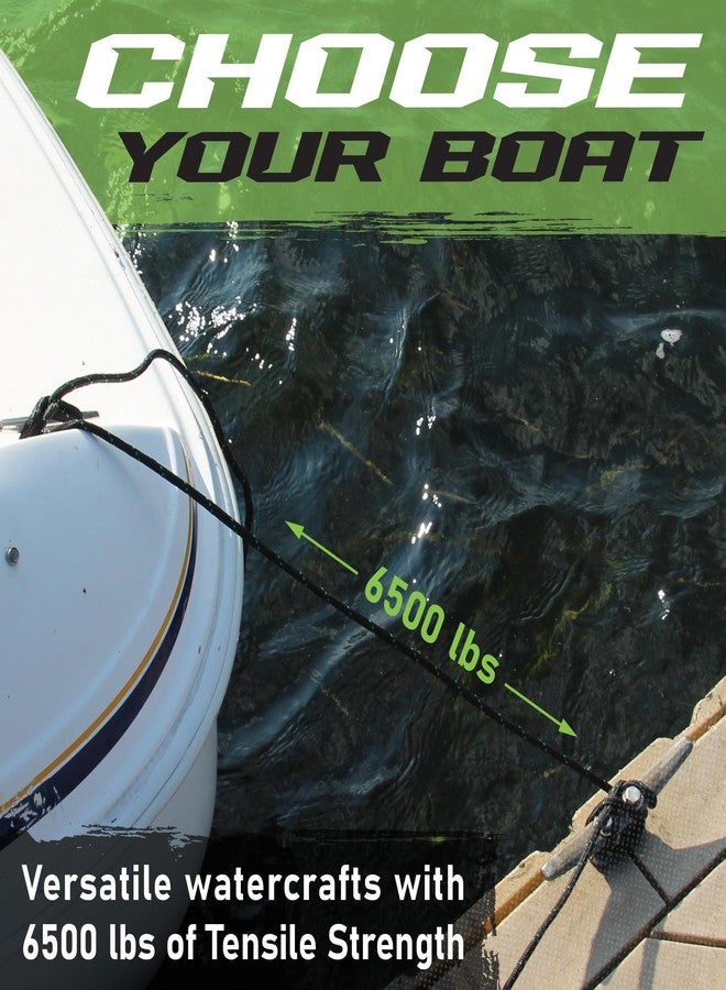 Gradient Fitness Dock Lines for Boat 4Pack 3/8" x 15' Double Braided Nylon Boat Rope, Marine-Grade Dock Lines for Boats/Boat Lines Dock Ties, Super Breaking Strength up to 6500lb, Black & Green - Image 4